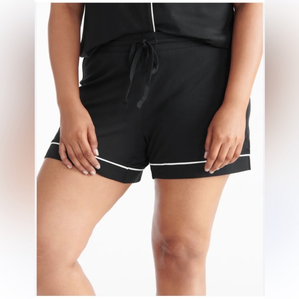knix Black Pajama Shorts with White Piping